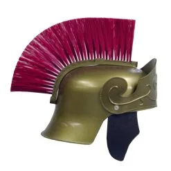 ROMAN HELMET GOLD W RED BRUSH
