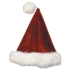 SANTA HAT VELVT PLUSH BURGUNDY