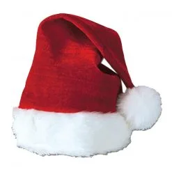 SANTA HAT VELVET PLUSH TRIM