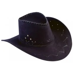 HAT COWBOY FLOCKED BLACK ADULT
