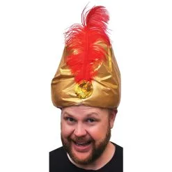 TURBAN DLX GOLD W PLUME