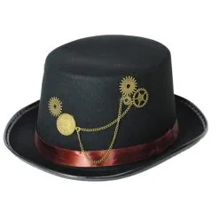 STEAMPUNK HAT BLACK BROWN BAND