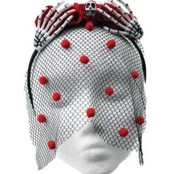 SKULL HAND ROSETTE CROWN VEIL