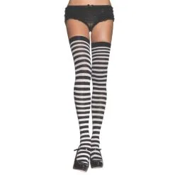 STOCKINGS THI HI STRIPED BK/WH