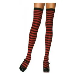 STOCKINGS THI HI STRIPED BK/RD