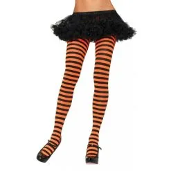 TIGHTS STRIPED BK/ORANGE