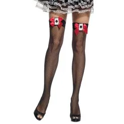 THI HI FISHNET BLK W ACES BOWS